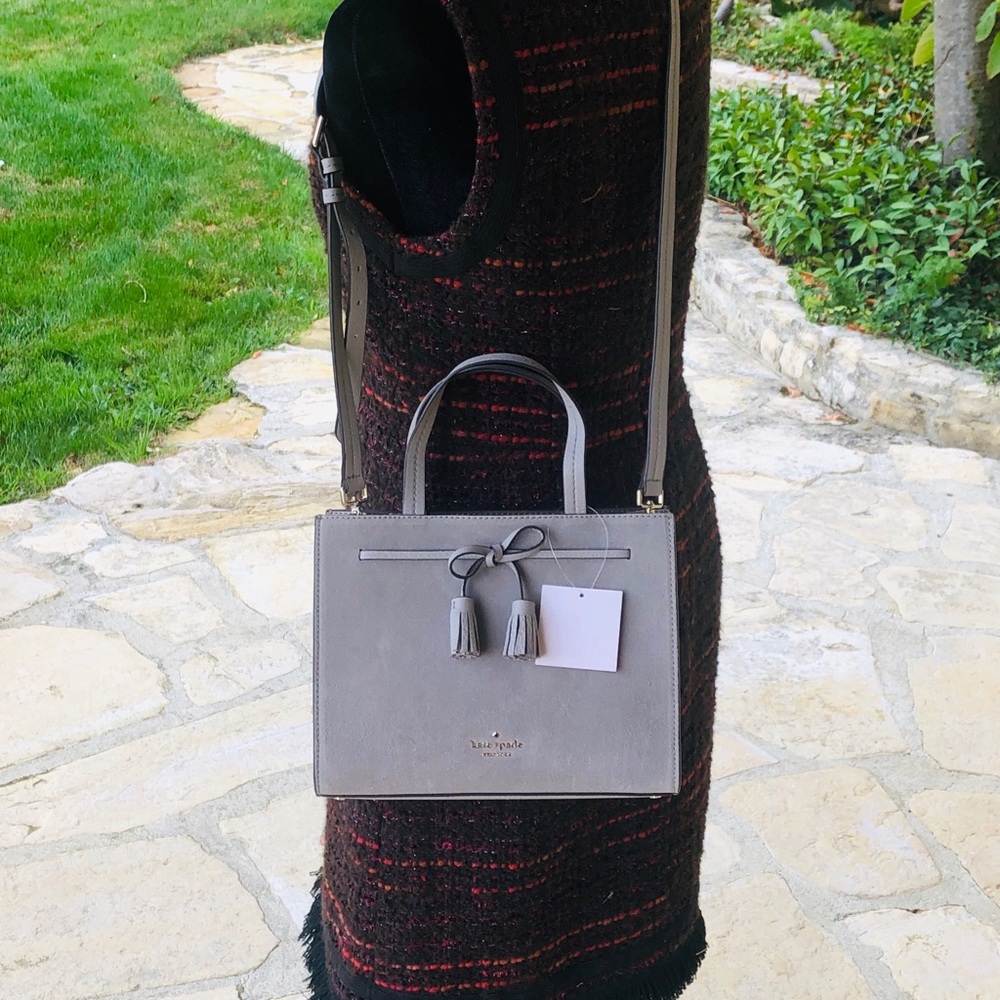 NWT Kate spade small Hayes suede satchel softtaupe - Picture 5 of 8